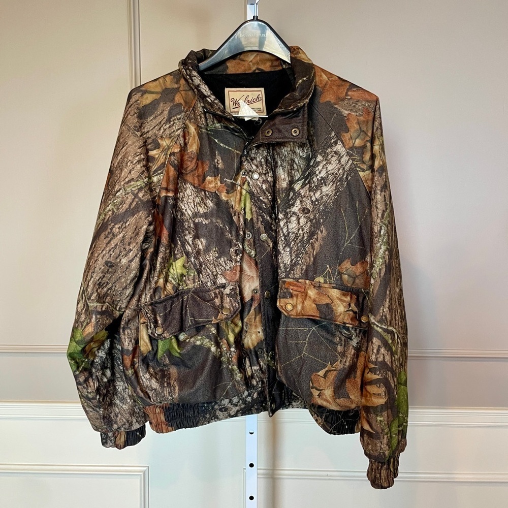 Vintage 90s Woolrich Men's Bomber Camo Jacket Coat Mossy Oak Medium mid weight